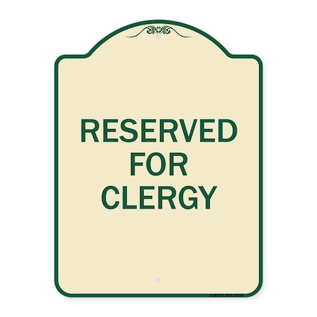Signmission Reserved for Clergy Heavy-Gauge Aluminum Architectural Sign, 24" x 18", TG-1824-23214 A-DES-TG-1824-23214